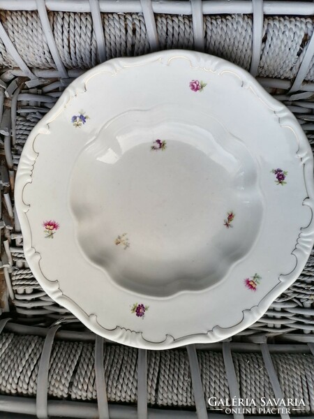 Feathered plate with shield seal, flower pattern