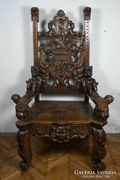 Carved wooden armchair (throne)