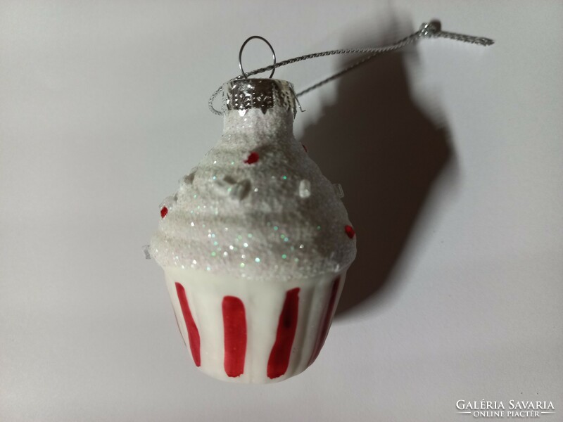 Cupcake üveg függeszték, karácsonyfadísz