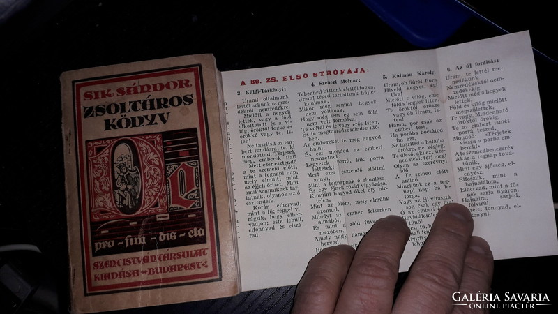 1923. Sík Sándor :Zsoltáros könyv Toldy Antal Csanádmegyei áldozópap által dedikált a képek szerint