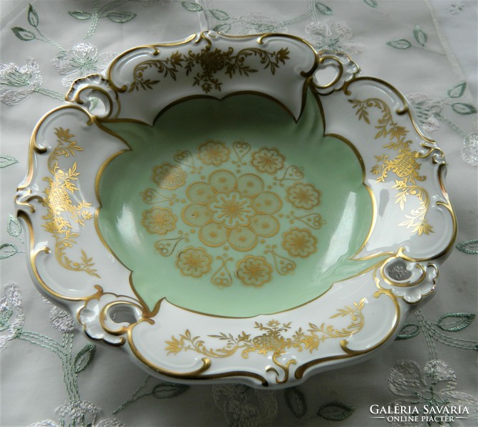Old weimar ilse porcelain table top, serving bowl, green