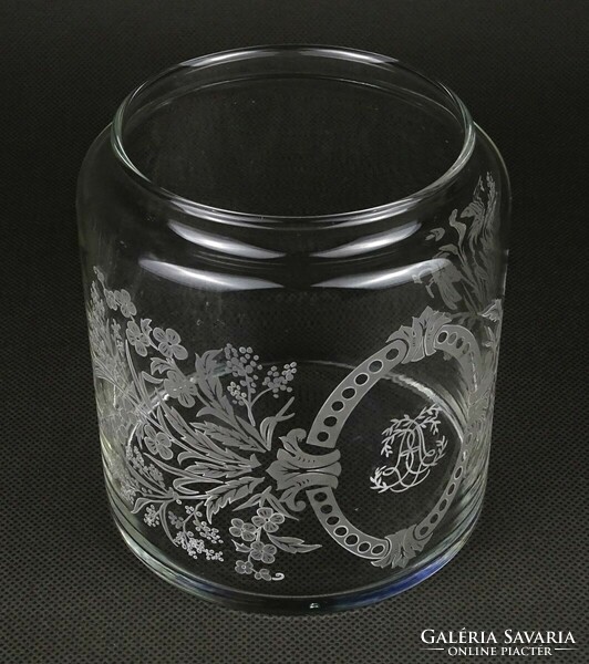1P480 antique stenciled blown glass jar piper glass 11 x 10 cm