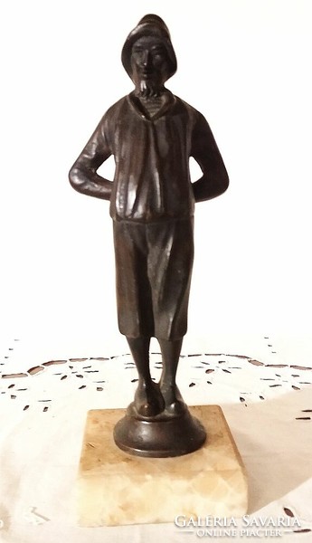 Dutch man - small bronze statue on a marble base