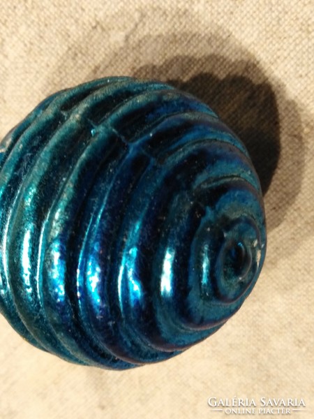 Glass, ribbed Christmas ball - from the 60s