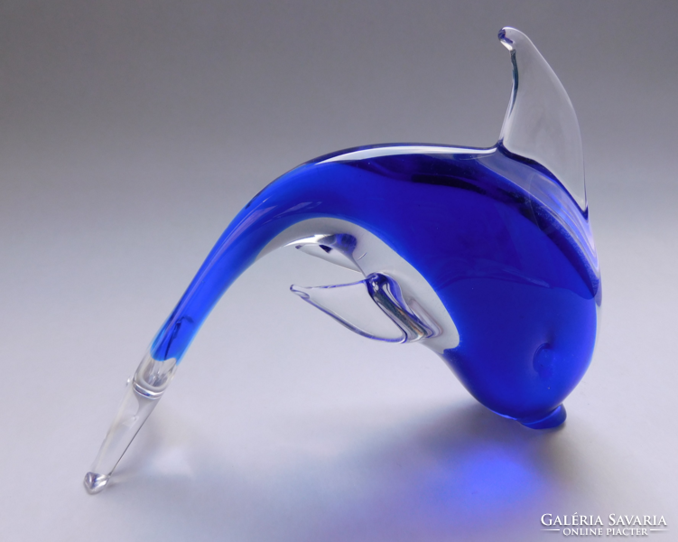 Solid glass dolphin - 14 cm