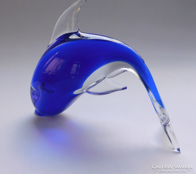 Solid glass dolphin - 14 cm
