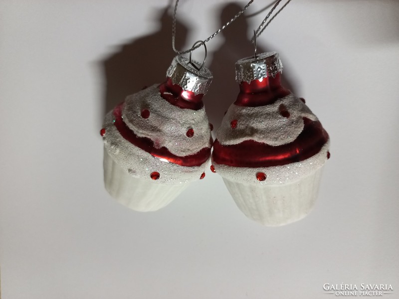 2 db cupcake üveg függeszték, karácsonyfadísz