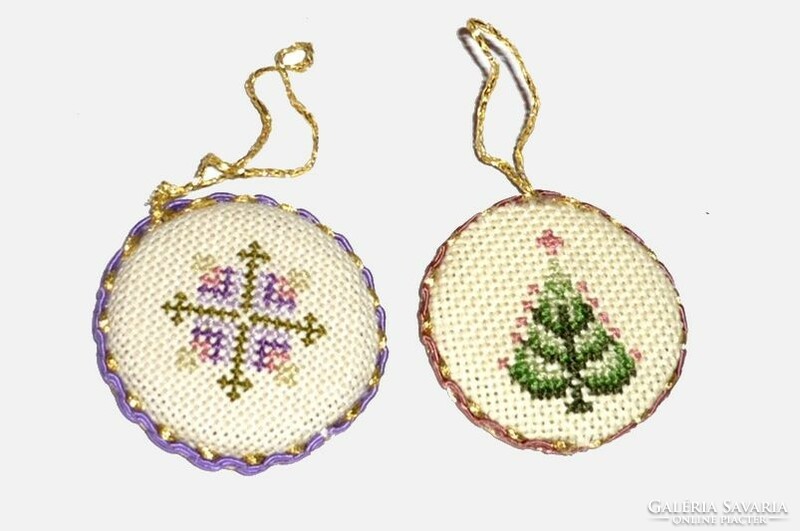 Nun work with micro stitch tapestry Christmas tree decorations