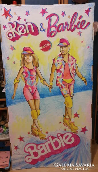 2 Barbie paintings, decorations - also for sale on the wall of a child's or teenager's room - hand painted