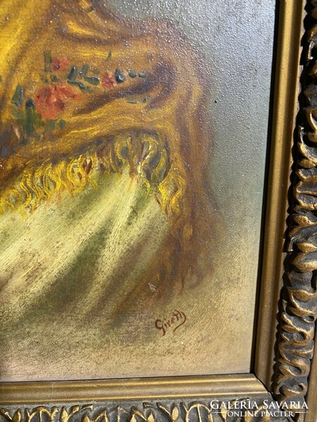 Gireth szignóval festmény, olaj, kartonon, 25 x 34 cm-es.