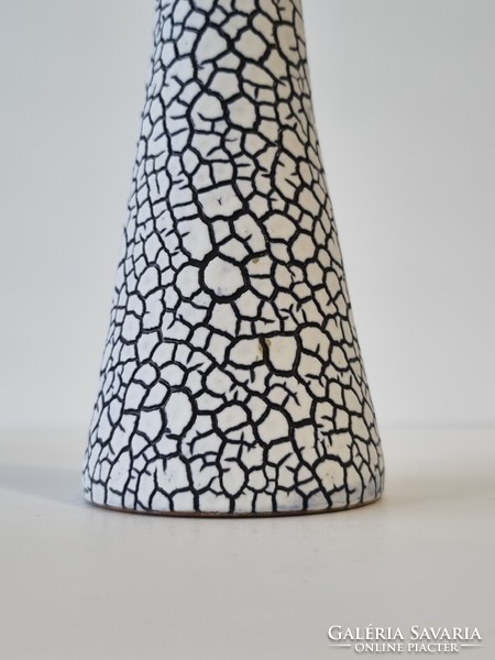 Cracked, modern style vintage ceramic vase - '70s