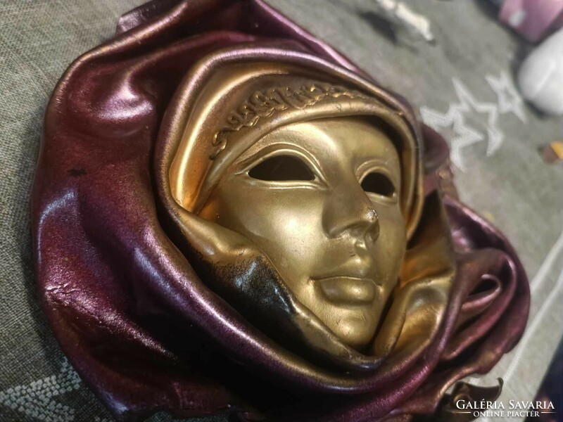 Original Venetian mask. Ceramic leather decoration work! Signal!