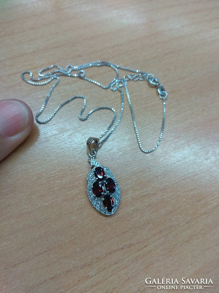 Silver necklace with garnet pendant