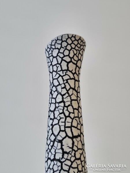Repesztett, modern stílusú vintage kerámia váza - '70-es évek