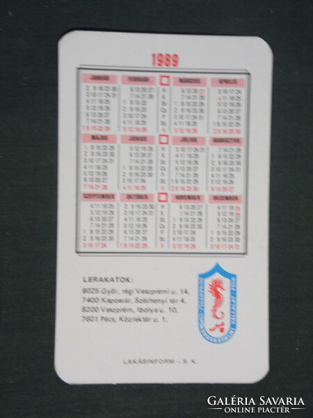 Card calendar, Transdanubian shoe trading company, Pécs, Győr, 1989, (2)