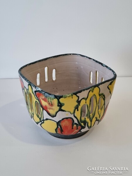 Applied art ceramic vase with an openwork pattern - '70s