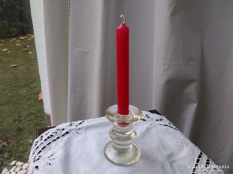A Scandinavian ice glass candle holder with a ring