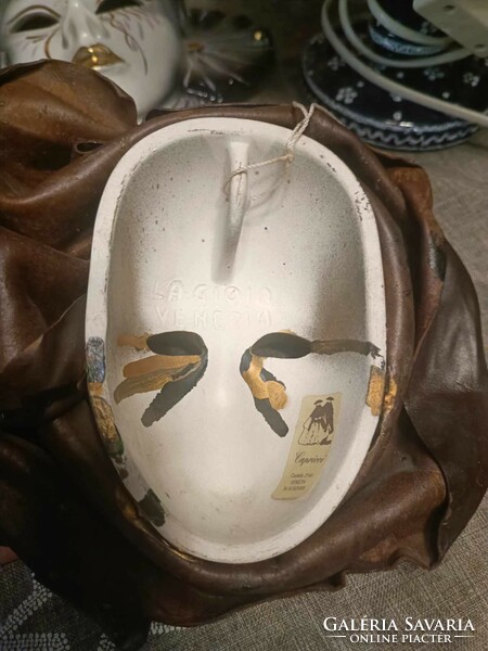 Original Venetian mask. Ceramic leather decoration work! Signal!