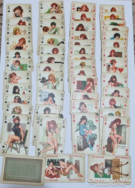 Retro pin up girl 2 decks of rare pattern drawn cards in a box