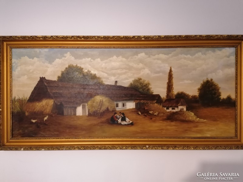 Ofcsák László Hatalmas Olaj-Vászon Festmény (60x130cm)