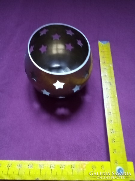 Copper star-shaped spherical Christmas New Year's Eve festive candle holder, 8 cm