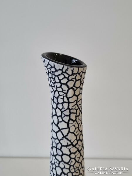 Repesztett, modern stílusú vintage kerámia váza - '70-es évek