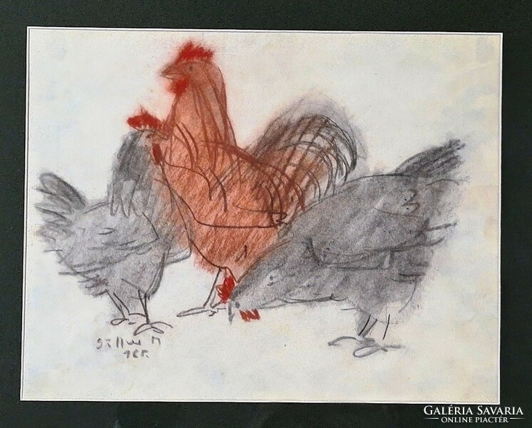 Miklós Göllner --rooster and hens-