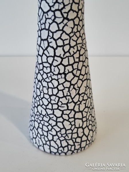 Cracked, modern style vintage ceramic vase - '70s