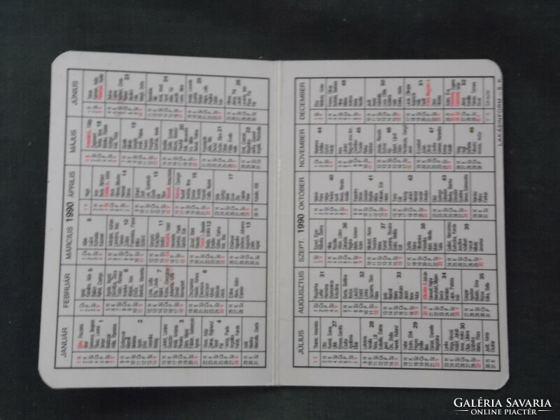 Card calendar, Transdanubia tüzep construction material company, Pécsszigetvár, tab, csurgó, paks, tolna, 1990, (2)