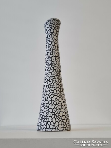 Cracked, modern style vintage ceramic vase - '70s