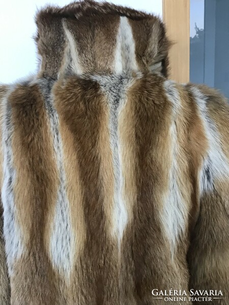 Long red fox fur coat, custom made, size 40