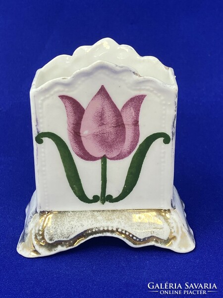 Antik tulipános Turul porcelán gyufa és gyújtó -CZ