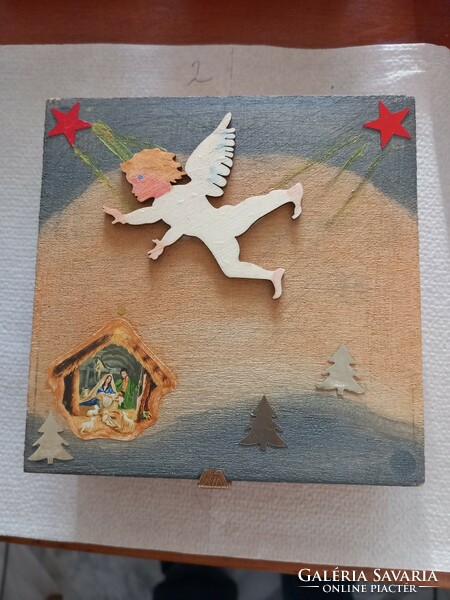 Christmas wooden box 14*14*6 cm
