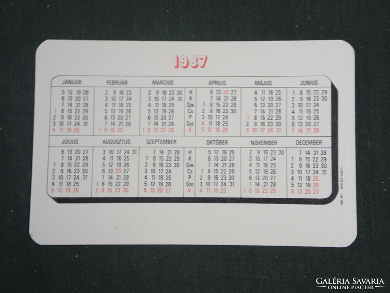 Kártyanaptár, Centrum Áruház, grafikai rajzos, asztali naptár, 1987 ,   (2)