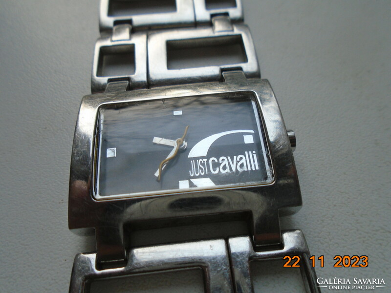 Just cavalli designer women's wristwatch with characteristic polished stainless steel numbered watch strap