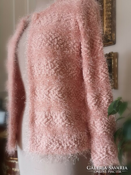 Simply 38 peach blossom colored knitted cardigan made of special yarn