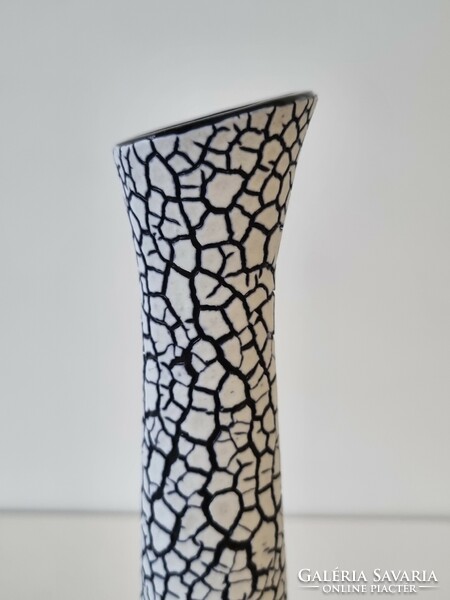 Cracked, modern style vintage ceramic vase - '70s