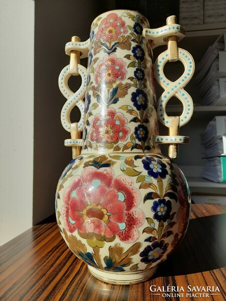 Historicizing ceramic decorative vase by Ignác Fischer, 1880-1890