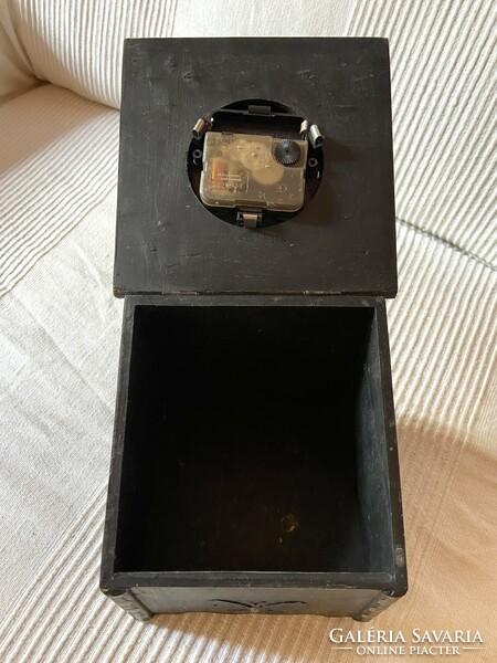 Antique hatasu wooden box, drawer, accessory holder with inlaid ora