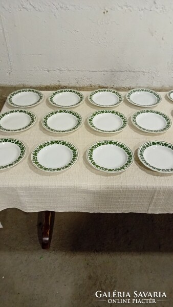 Set of 6 Meissen porcelain plates with full green vine pattern