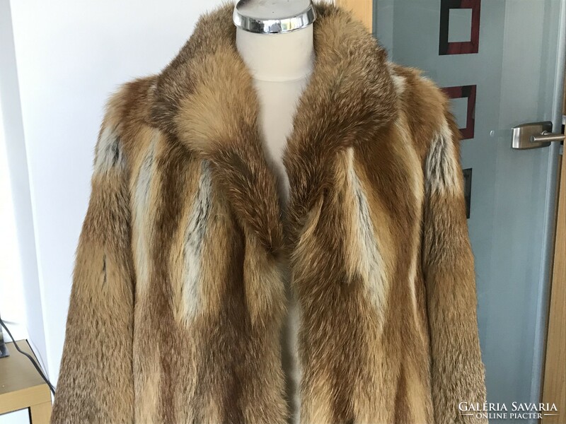 Long red fox fur coat, custom made, size 40