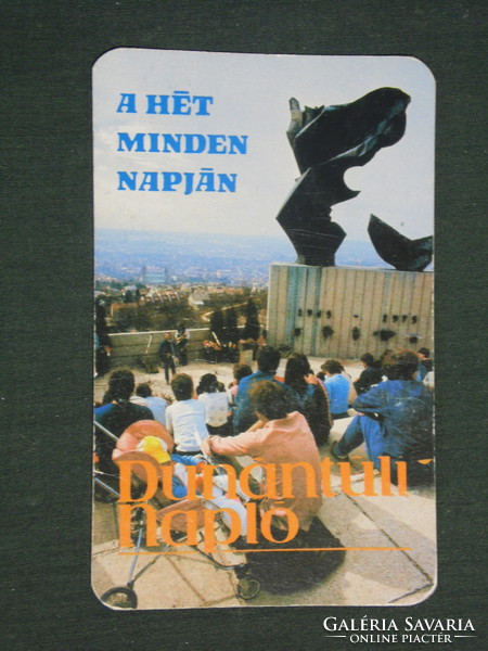 Card calendar, Transdanubian diary daily newspaper, newspaper, magazine, Pécs Nike memorial, 1987, (2)