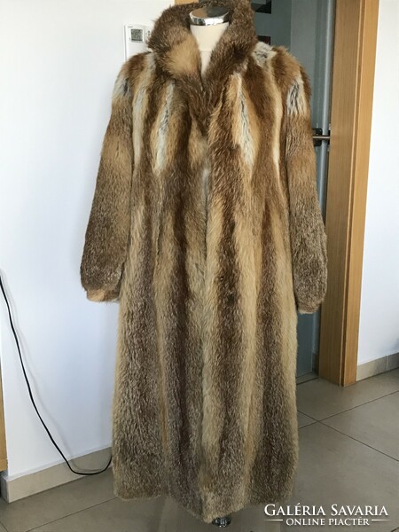 Long red fox fur coat, custom made, size 40