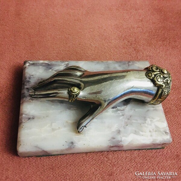 Antique paperweight ring holder hand metal marble monogram 