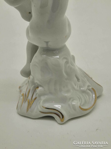 Német porcelán zenélő putto Schaubach Kunst 13cm