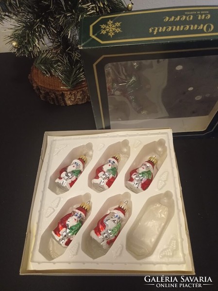 Christmas Santa glass ornaments for the fir tree 5 pieces in one
