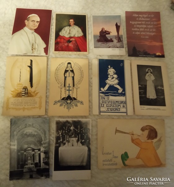 Vallási egyházi litográfia szentkép 35 képeslap 1920-45 között postatiszta papírrégiség