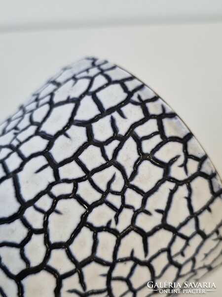 Cracked, modern style vintage ceramic vase - '70s