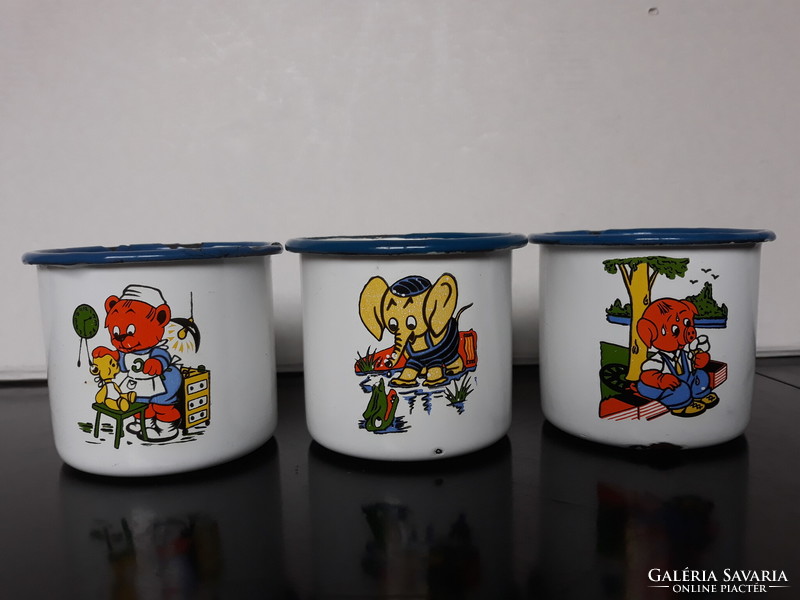 Bonyhádi old elephant, teddy bear and piggy enamel children's mug