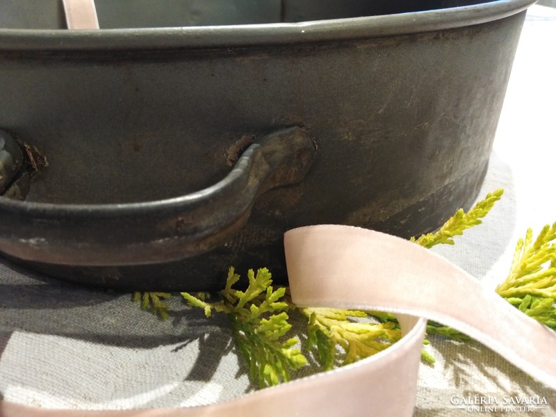 Old, kitchen tin pot, decorative table decoration - with a vintage character